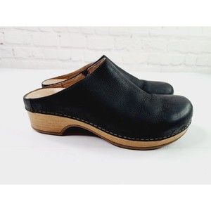 Dansko Womens Brenda Black Burnished Suede Mules EUR 38 US 7-7.5